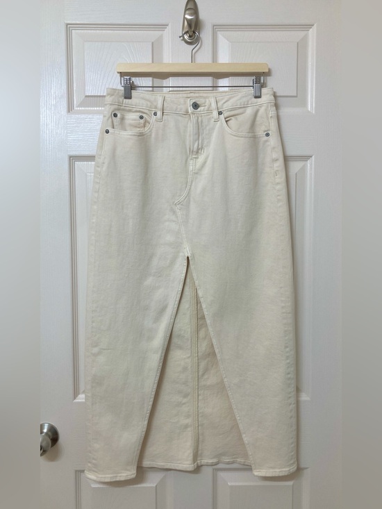 American Eagle Outfitters Dresses & Skirts - American Eagle Off White Front Slit Low Rise Denim Maxi Skirt 4 Western Cowgirl